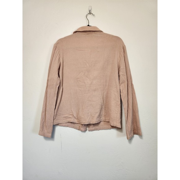 LA Relaxed Brown Cotton Gauze Button-up Top Womens Size Small - Picture 6 of 6